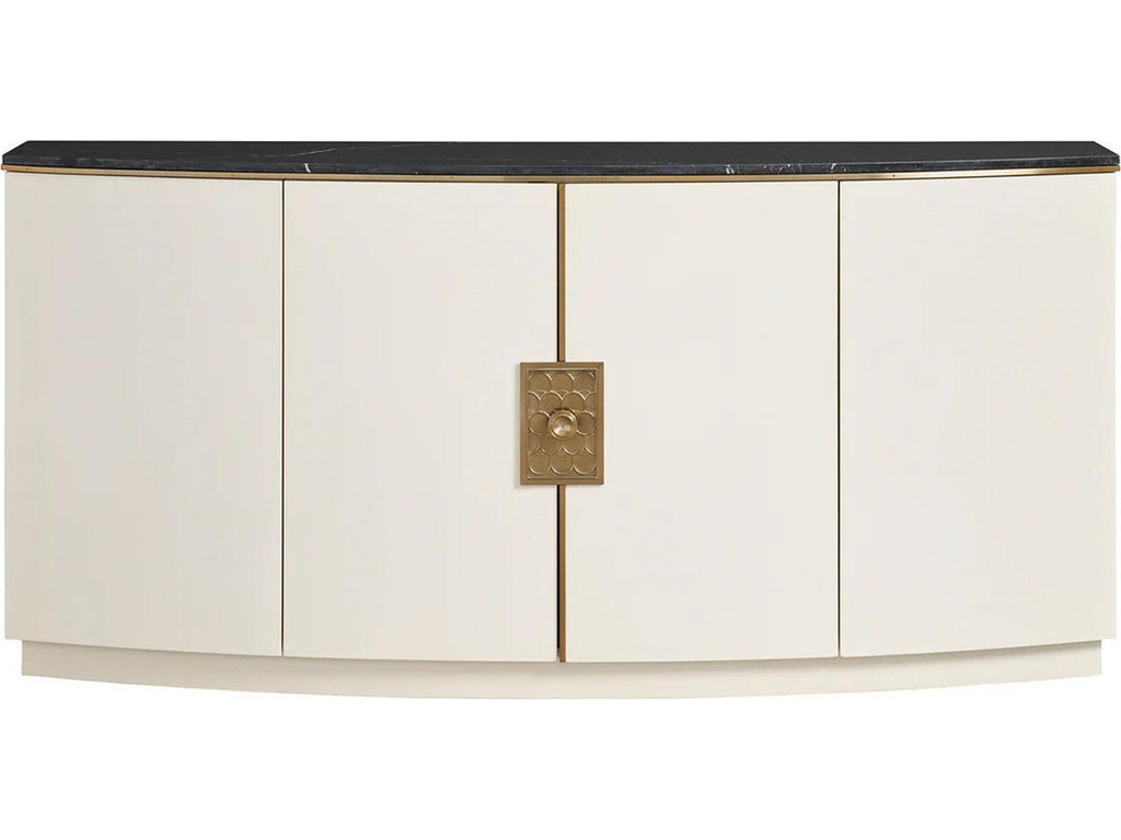 Paulina Server in Ivory Faux Vellum and Black Nero Marquina