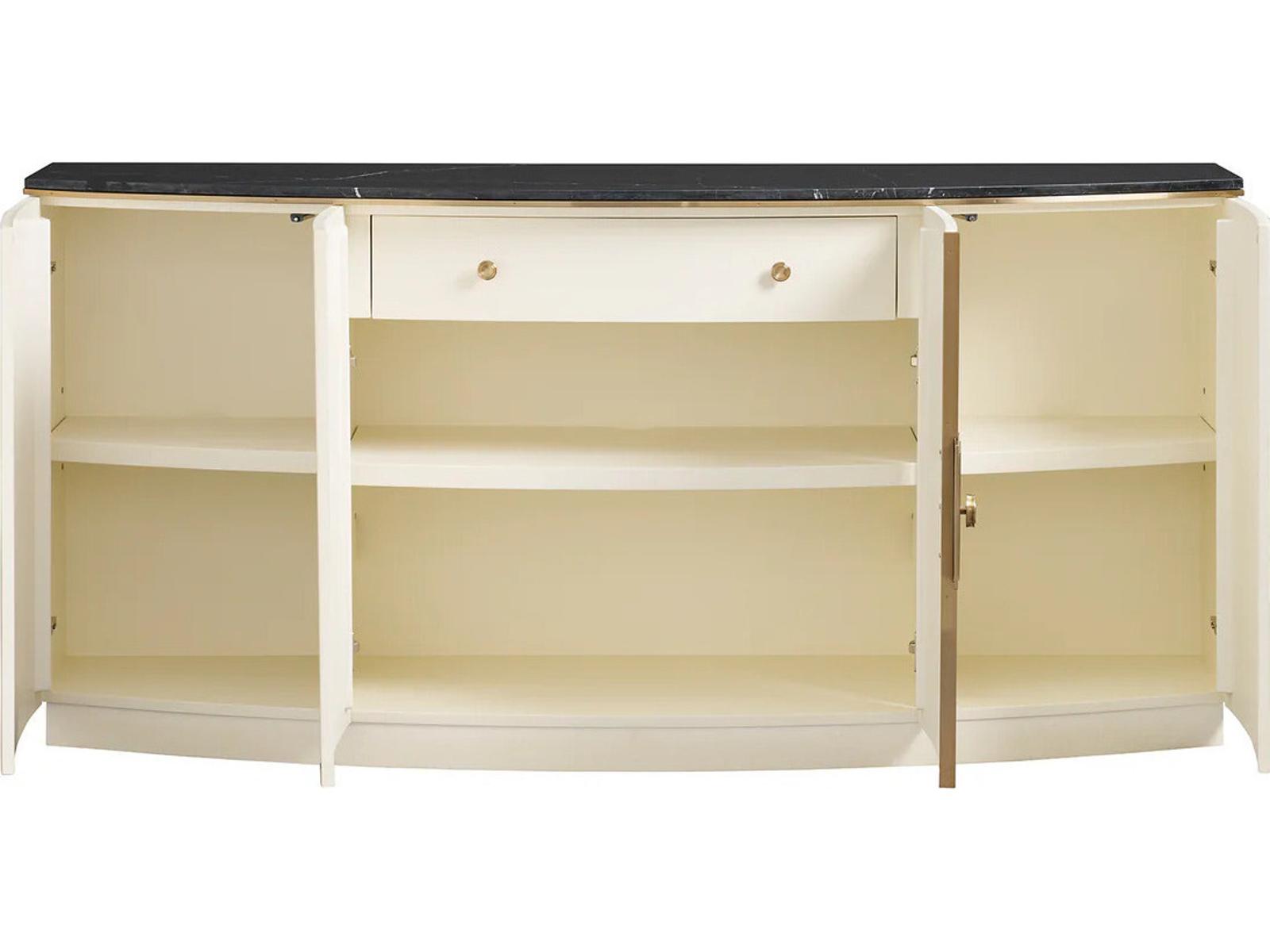 Paulina Server in Ivory Faux Vellum and Black Nero Marquina