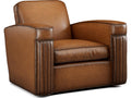 Jacques Leather Swivel Accent Chair in Bark