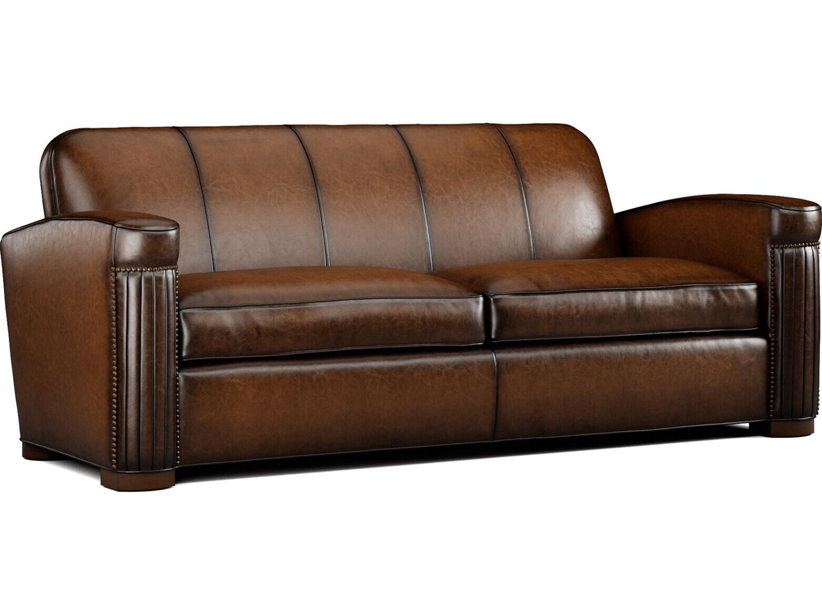 Jacques Leather Sofa with Nailhead Trim