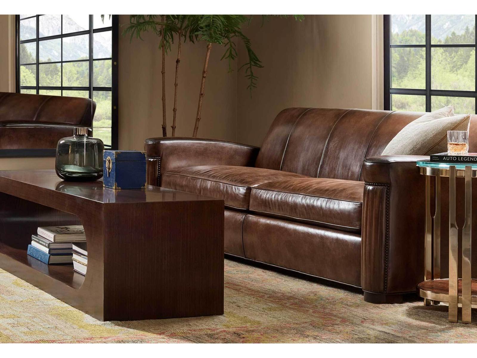 Jacques Leather Sofa with Nailhead Trim