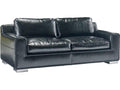 Hinson 2-Seat Black Leather Sofa with Clear Lacquer Metal Legs