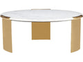Chloe Round Coffee Table with White Carrera Marble Top and Brass Base