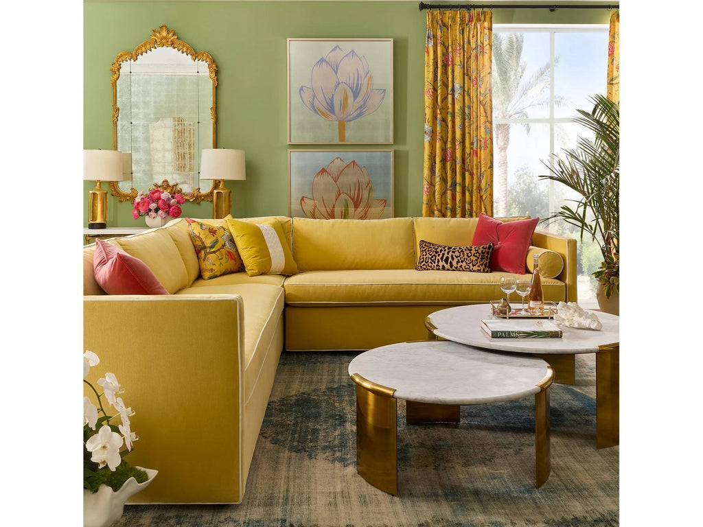 Chloe Round Coffee Table with White Carrera Marble Top and Brass Base