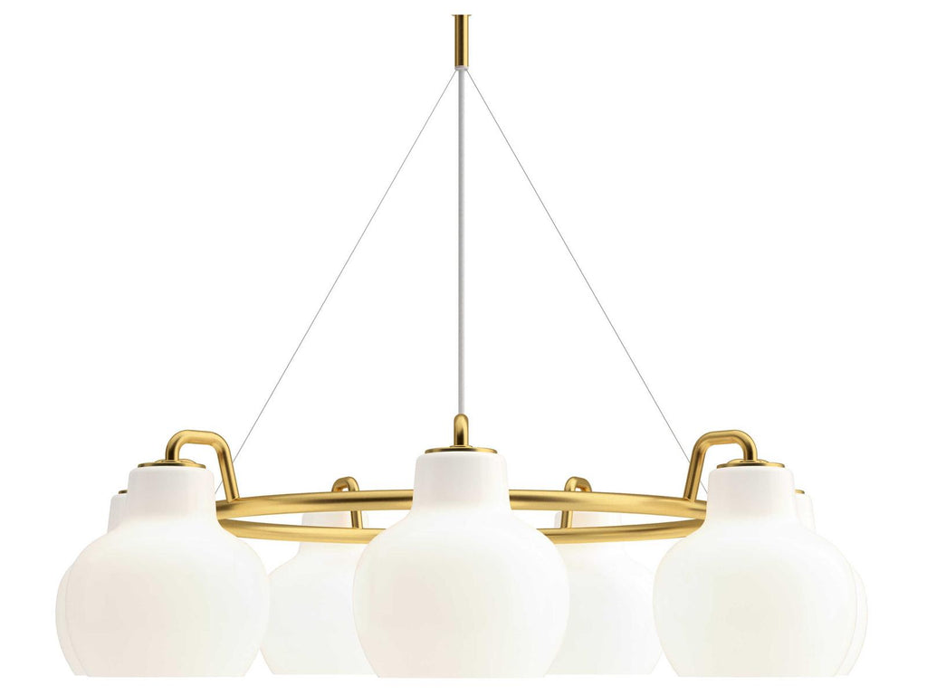 Louis Poulsen VL Ring Crown 7-Light Polished Brass White Chandelier