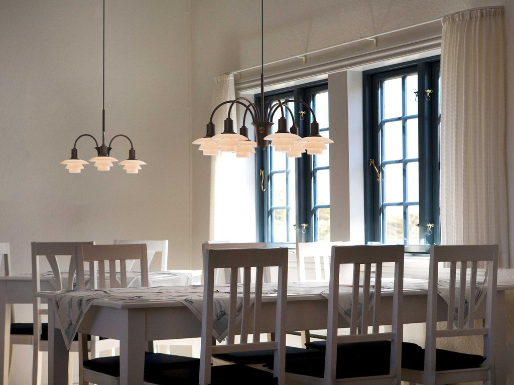 Louis Poulsen PH 1 1 Centenary Edition 3-Light Chandelier Aged Brass Dusty Terracotta