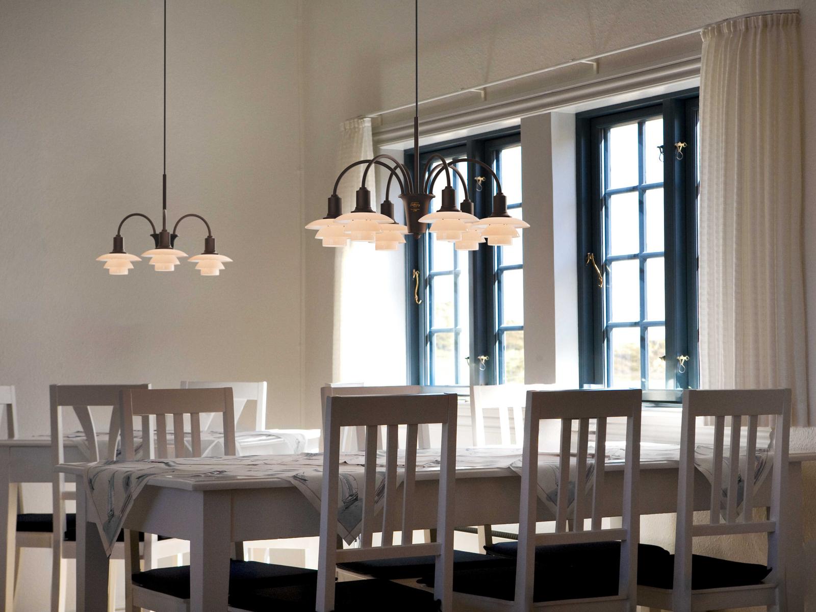 Louis Poulsen PH 1 1 Centenary Edition 3-Light Chandelier Aged Brass Dusty Terracotta
