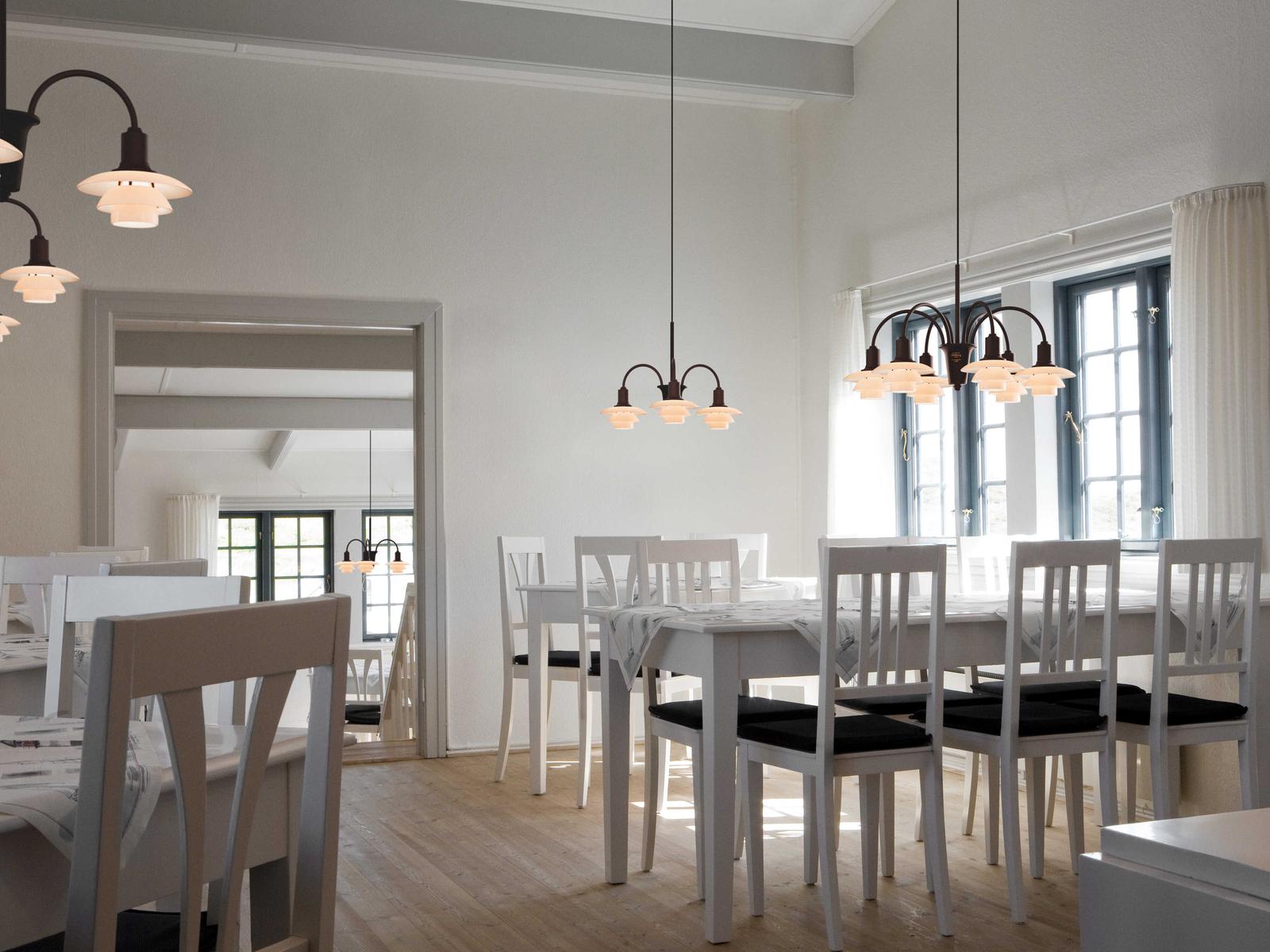 Louis Poulsen PH 1 1 Centenary Edition 3-Light Chandelier Aged Brass Dusty Terracotta