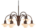 Louis Poulsen PH 1 1 Centenary Edition 9-Light Chandelier Aged Brass Dusty Terracotta