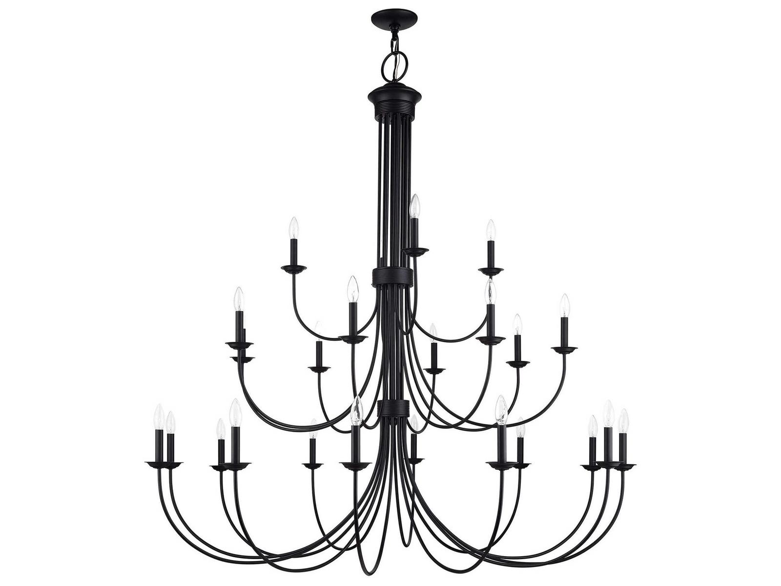 Livex Lighting Estate 24-Light Grande Foyer Chandelier in Black