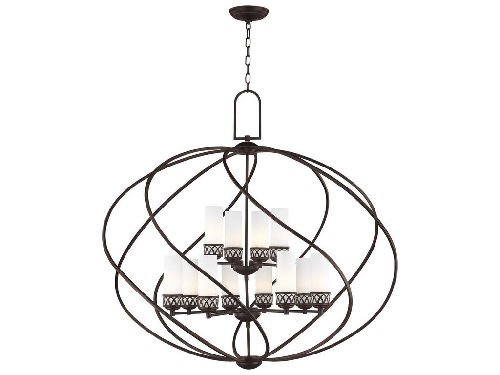 Livex Lighting Westfield 12-Light Foyer Chandelier in Olde Bronze with Satin Opal White Glass