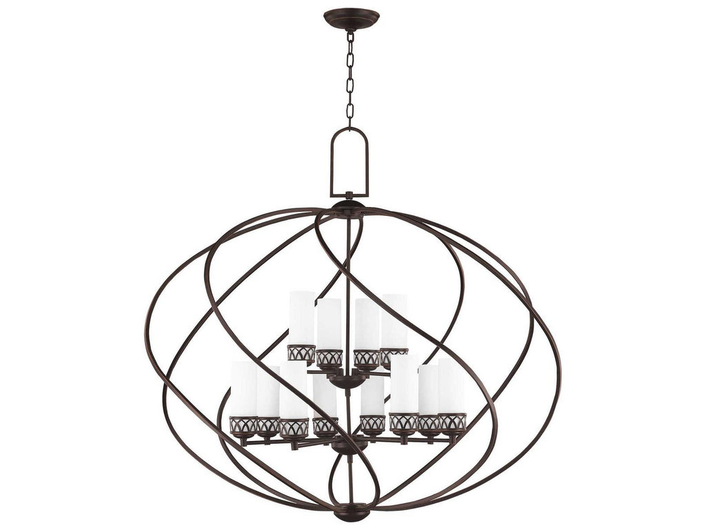Livex Lighting Westfield 12-Light Foyer Chandelier in Olde Bronze with Satin Opal White Glass