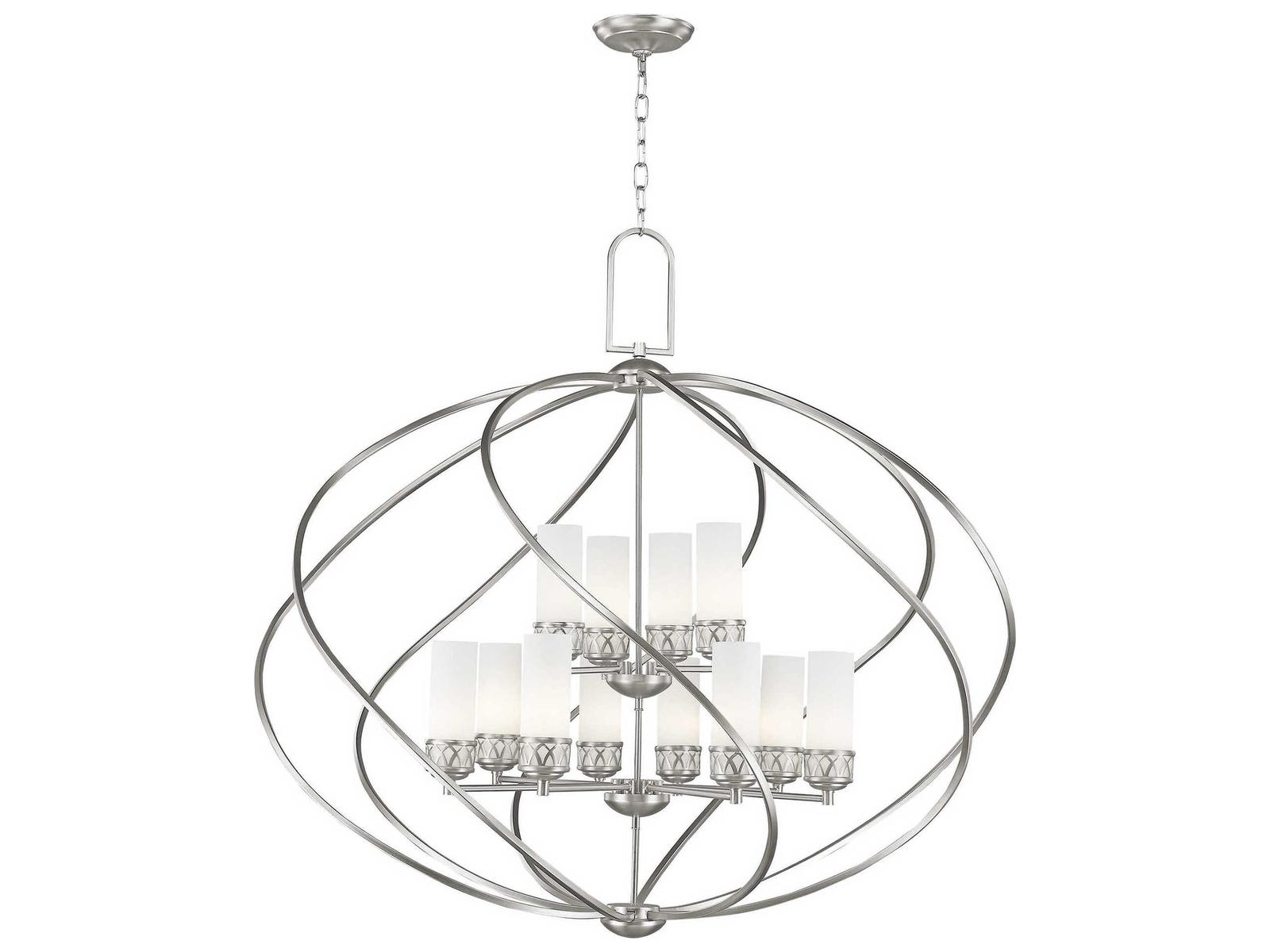 Livex Lighting Westfield 12-Light Brushed Nickel Glass Candelabra Tiered Chandelier