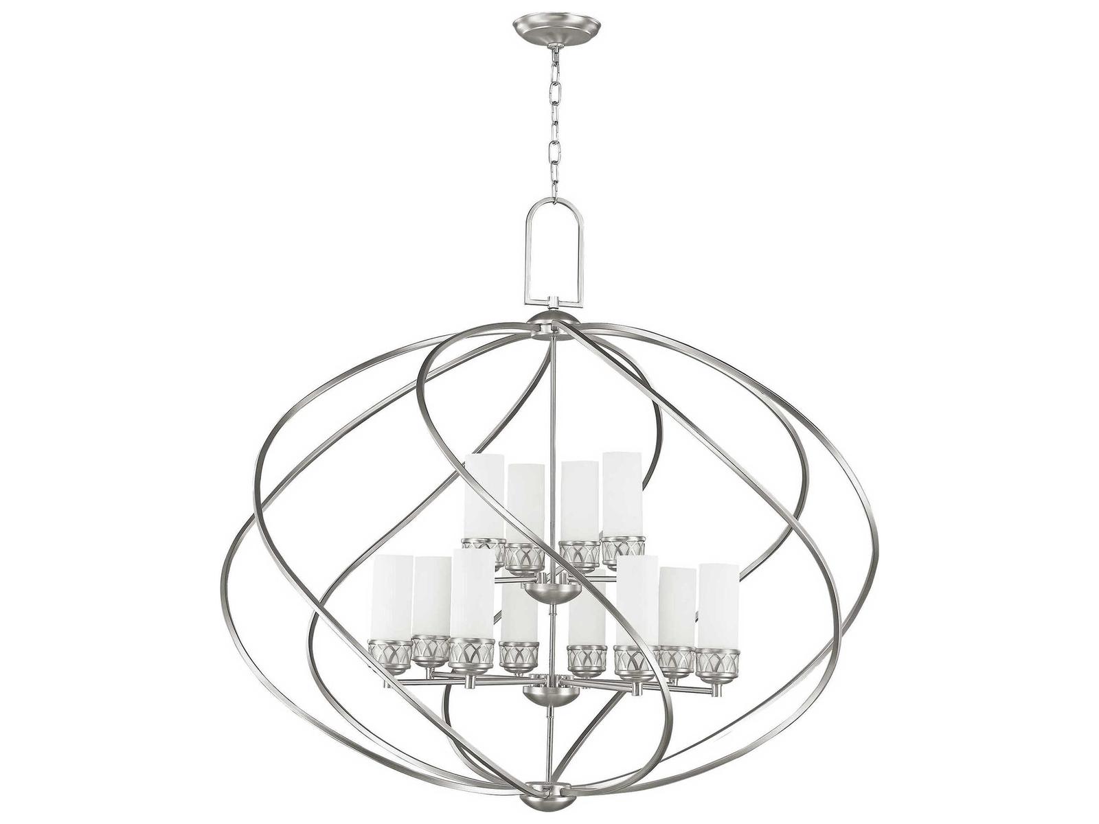 Livex Lighting Westfield 12-Light Brushed Nickel Glass Candelabra Tiered Chandelier