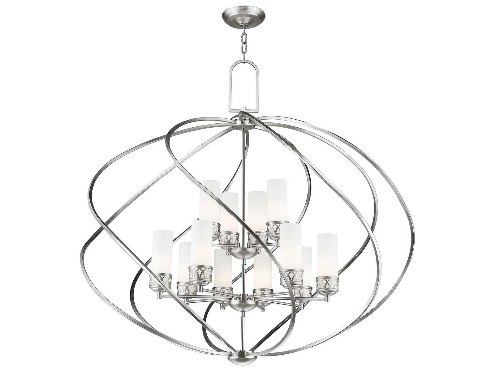 Livex Lighting Westfield 12-Light Brushed Nickel Glass Candelabra Tiered Chandelier