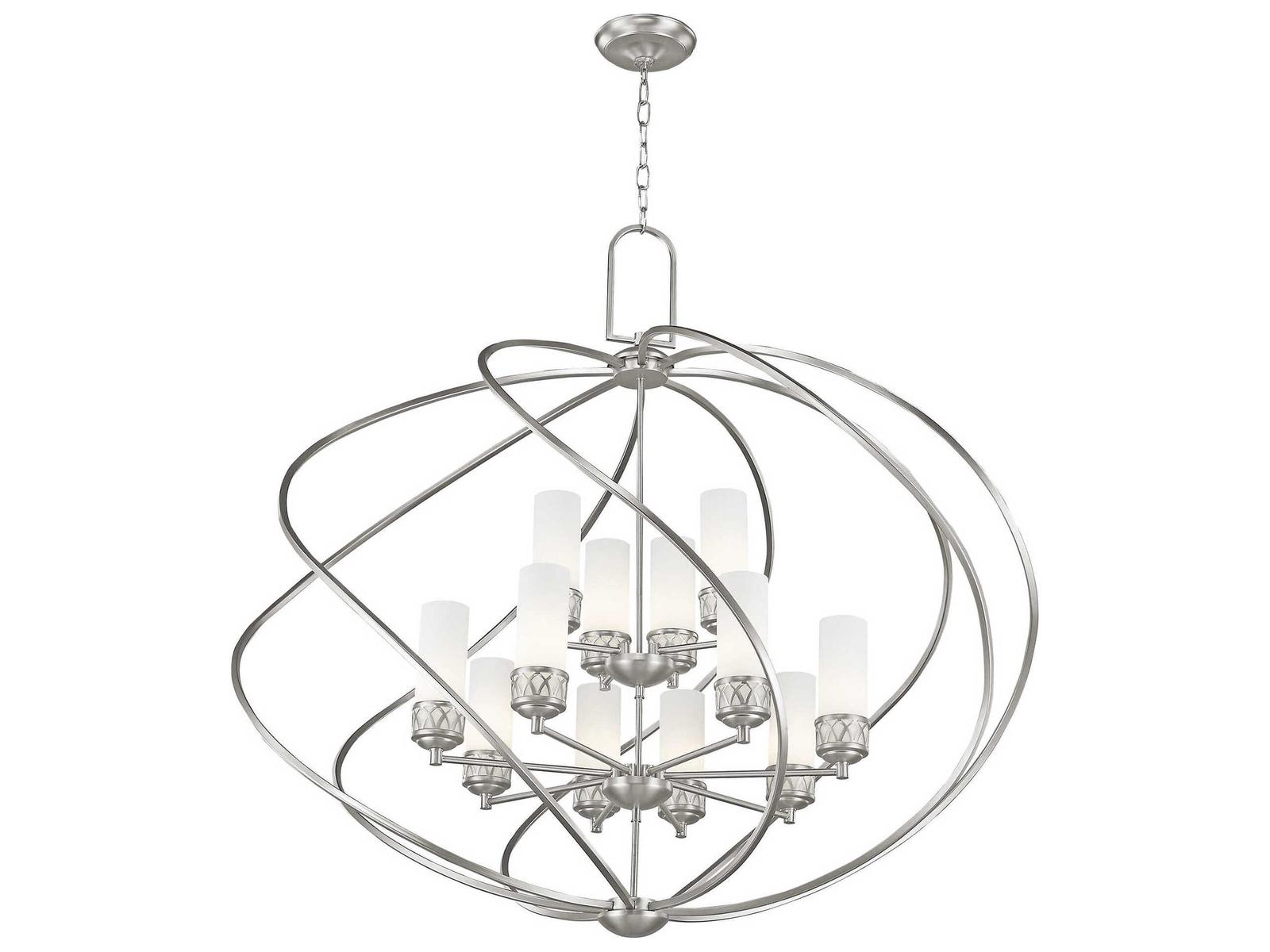 Livex Lighting Westfield 12-Light Brushed Nickel Glass Candelabra Tiered Chandelier