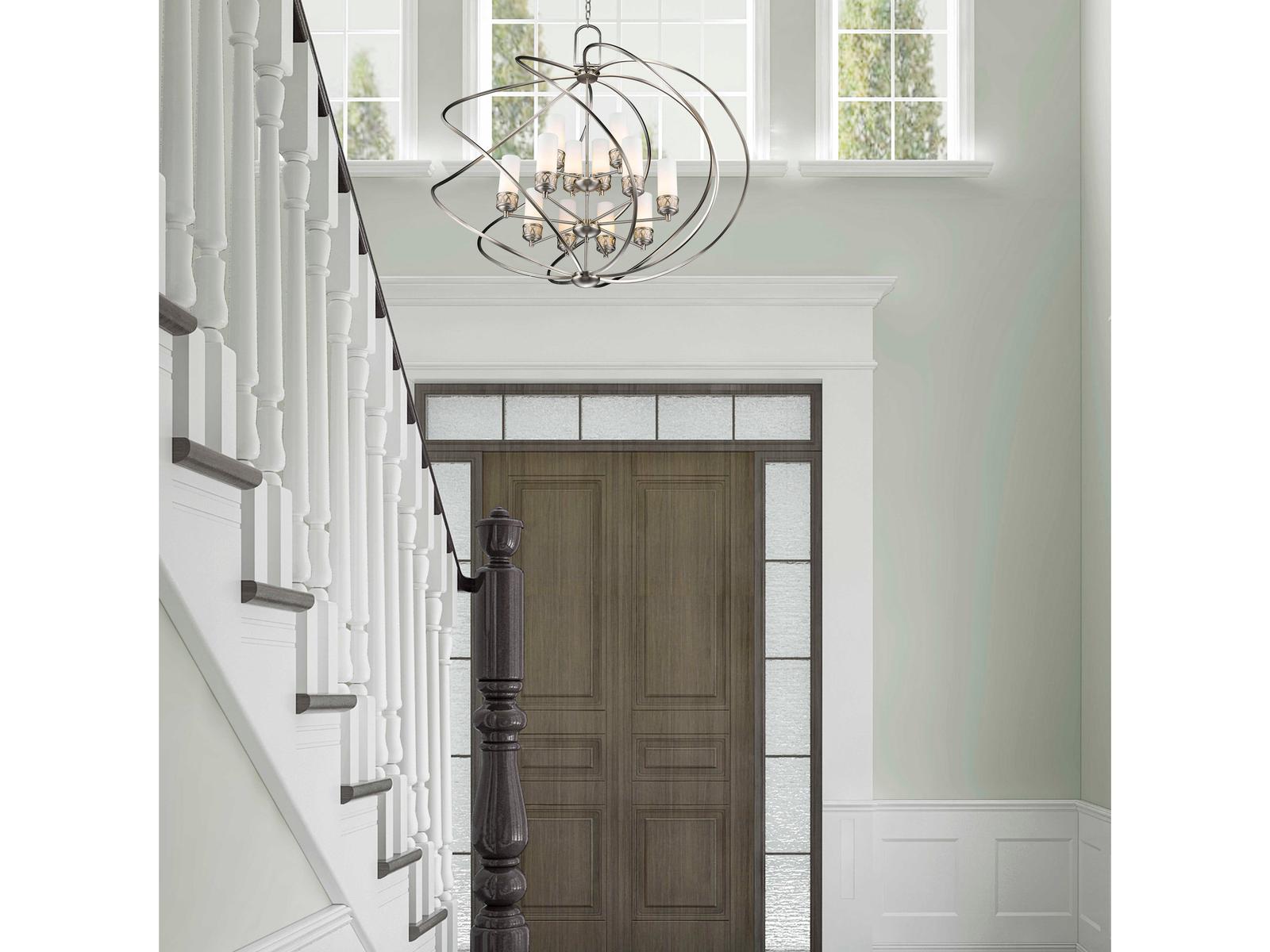 Livex Lighting Westfield 12-Light Brushed Nickel Glass Candelabra Tiered Chandelier