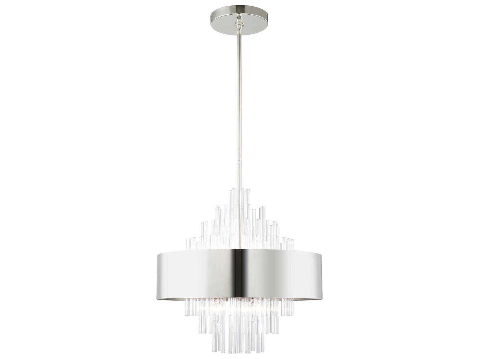 Livex Lighting Orenburg 8-Light Polished Nickel Crystal Candelabra Drum Chandelier