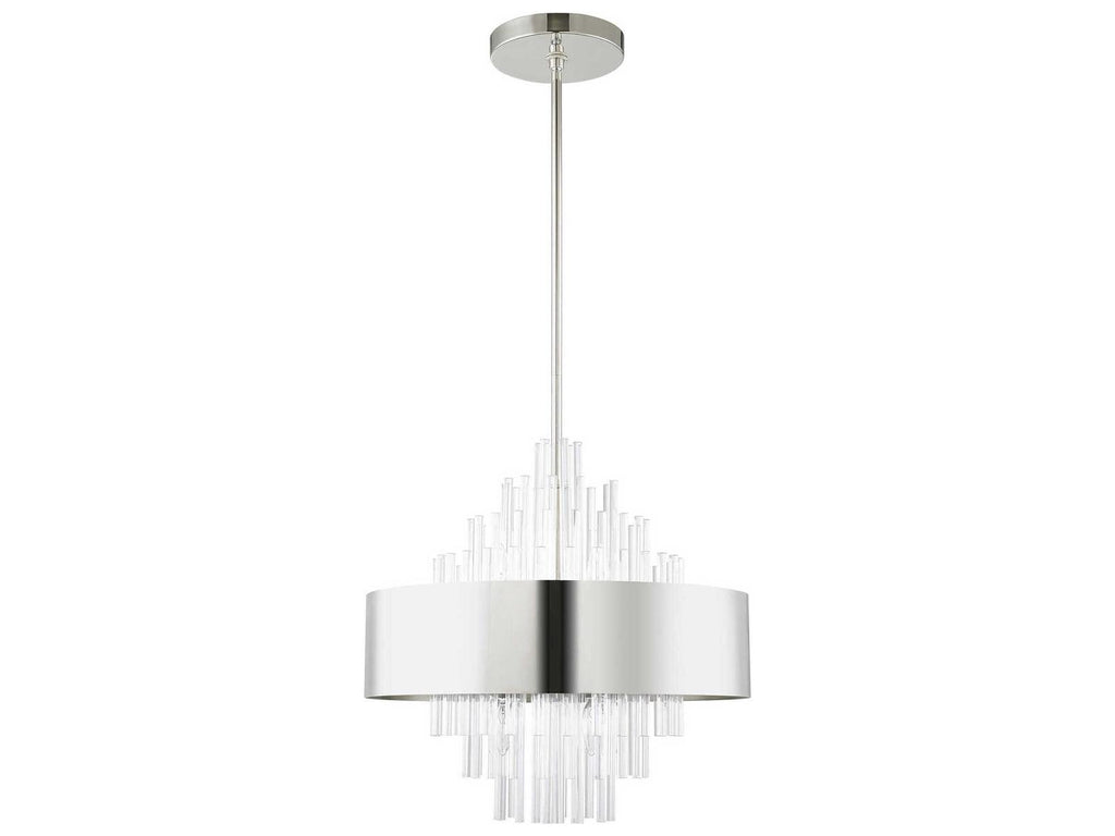 Livex Lighting Orenburg 8-Light Polished Nickel Crystal Candelabra Drum Chandelier
