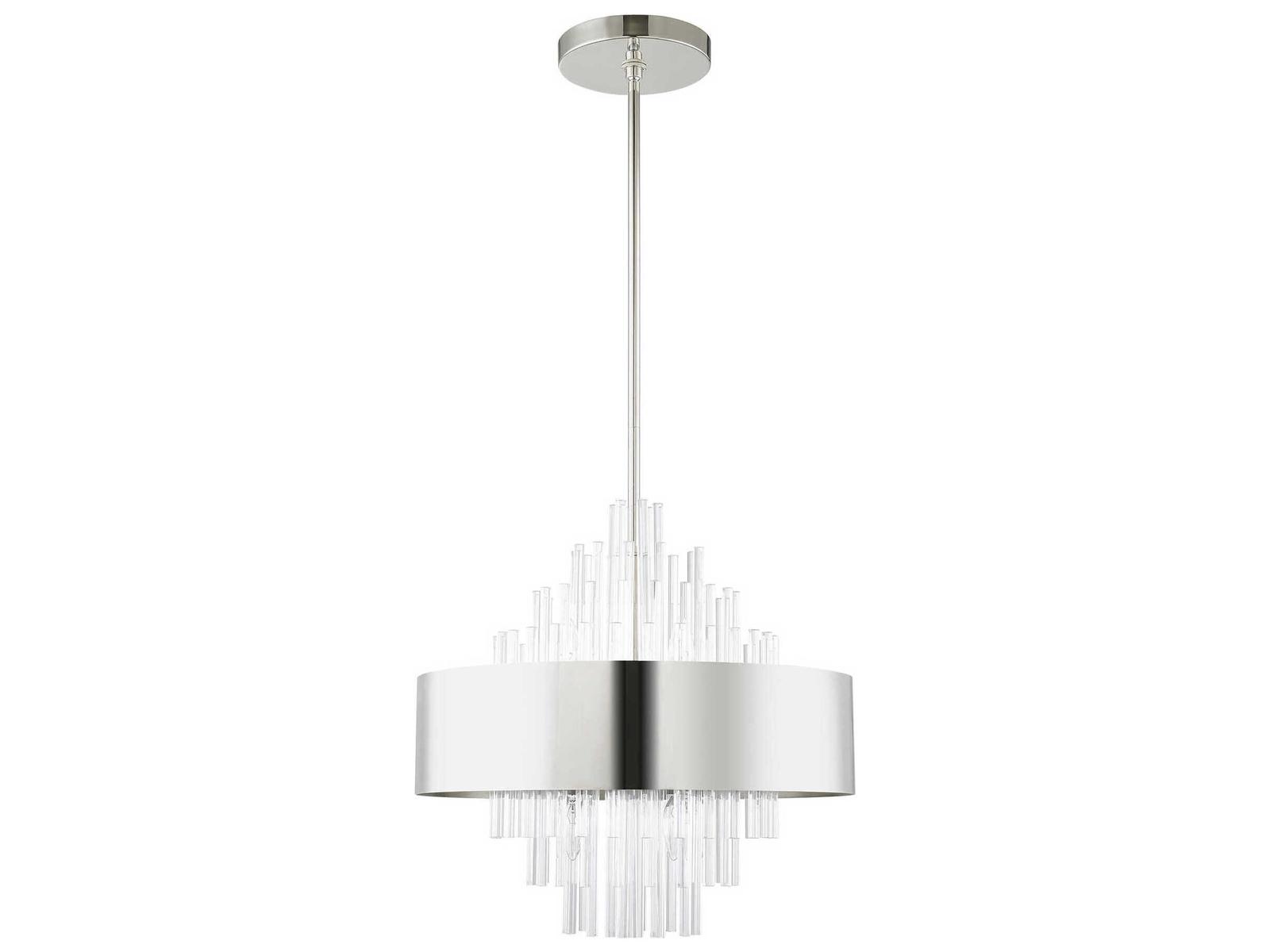 Livex Lighting Orenburg 8-Light Polished Nickel Crystal Candelabra Drum Chandelier