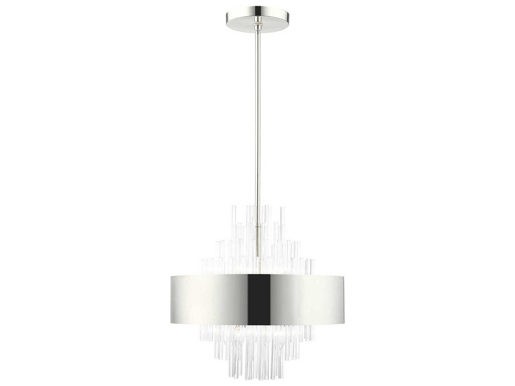 Livex Lighting Orenburg 8-Light Polished Nickel Crystal Candelabra Drum Chandelier