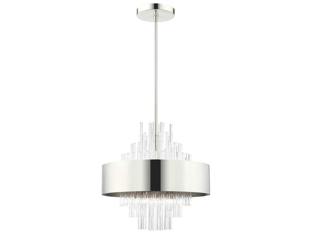 Livex Lighting Orenburg 8-Light Polished Nickel Crystal Candelabra Drum Chandelier