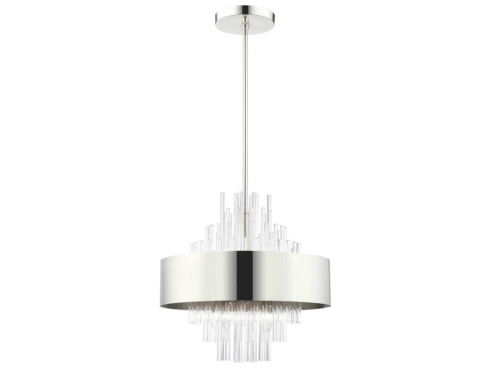Livex Lighting Orenburg 8-Light Polished Nickel Crystal Candelabra Drum Chandelier