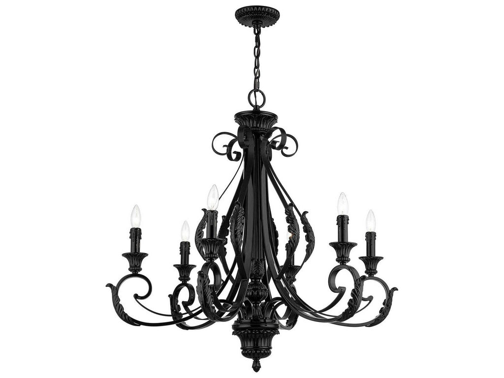 Livex Lighting Valencia 6-Light Shiny Black Candelabra Chandelier