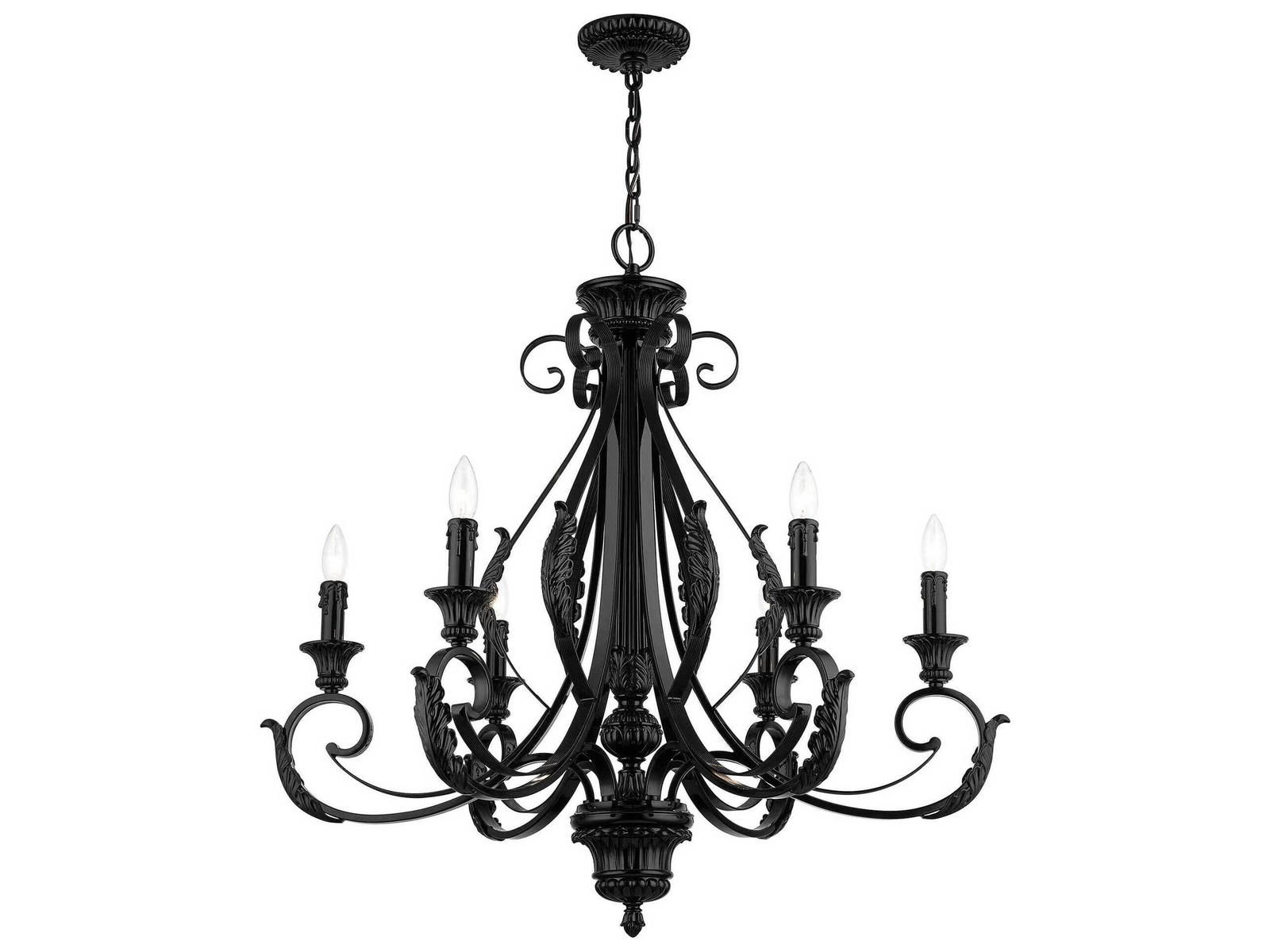 Livex Lighting Valencia 6-Light Shiny Black Candelabra Chandelier