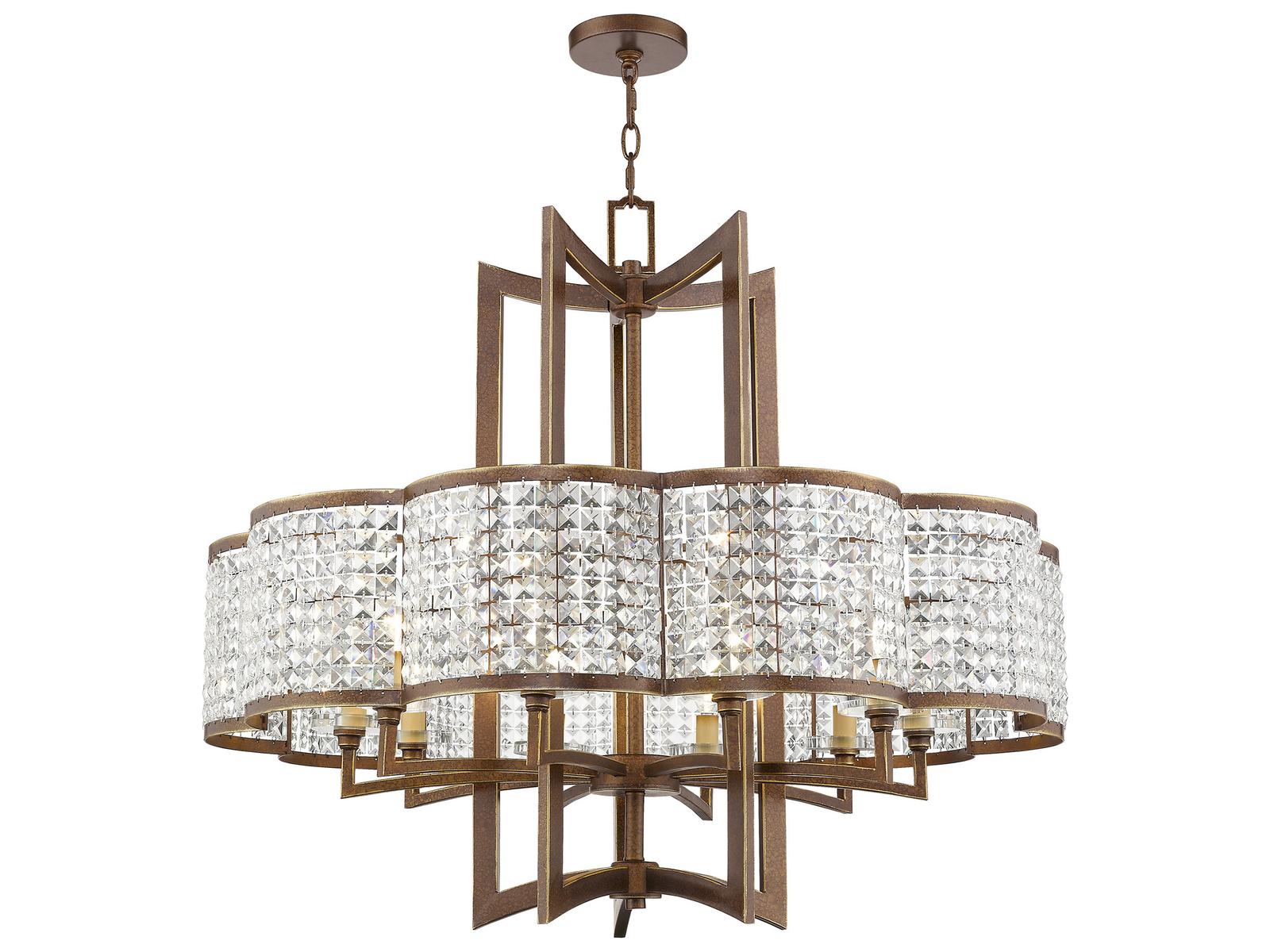 Livex Lighting Grammercy 10-Light Crystal Chandelier in Hand Applied Palacial Bronze