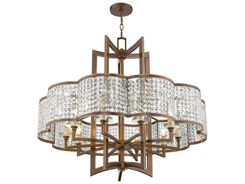 Livex Lighting Grammercy 10-Light Crystal Chandelier in Hand Applied Palacial Bronze