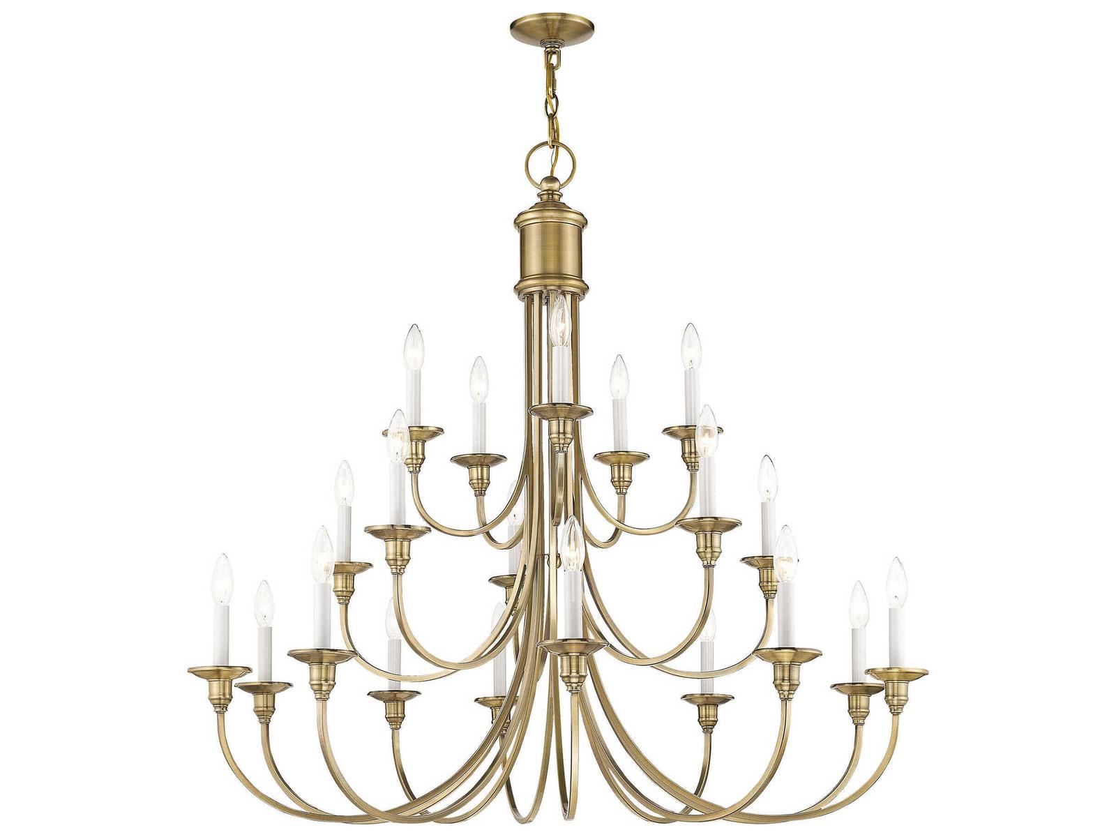 Livex Lighting Cranford 20-Light Antique Brass Candelabra Tiered Chandelier