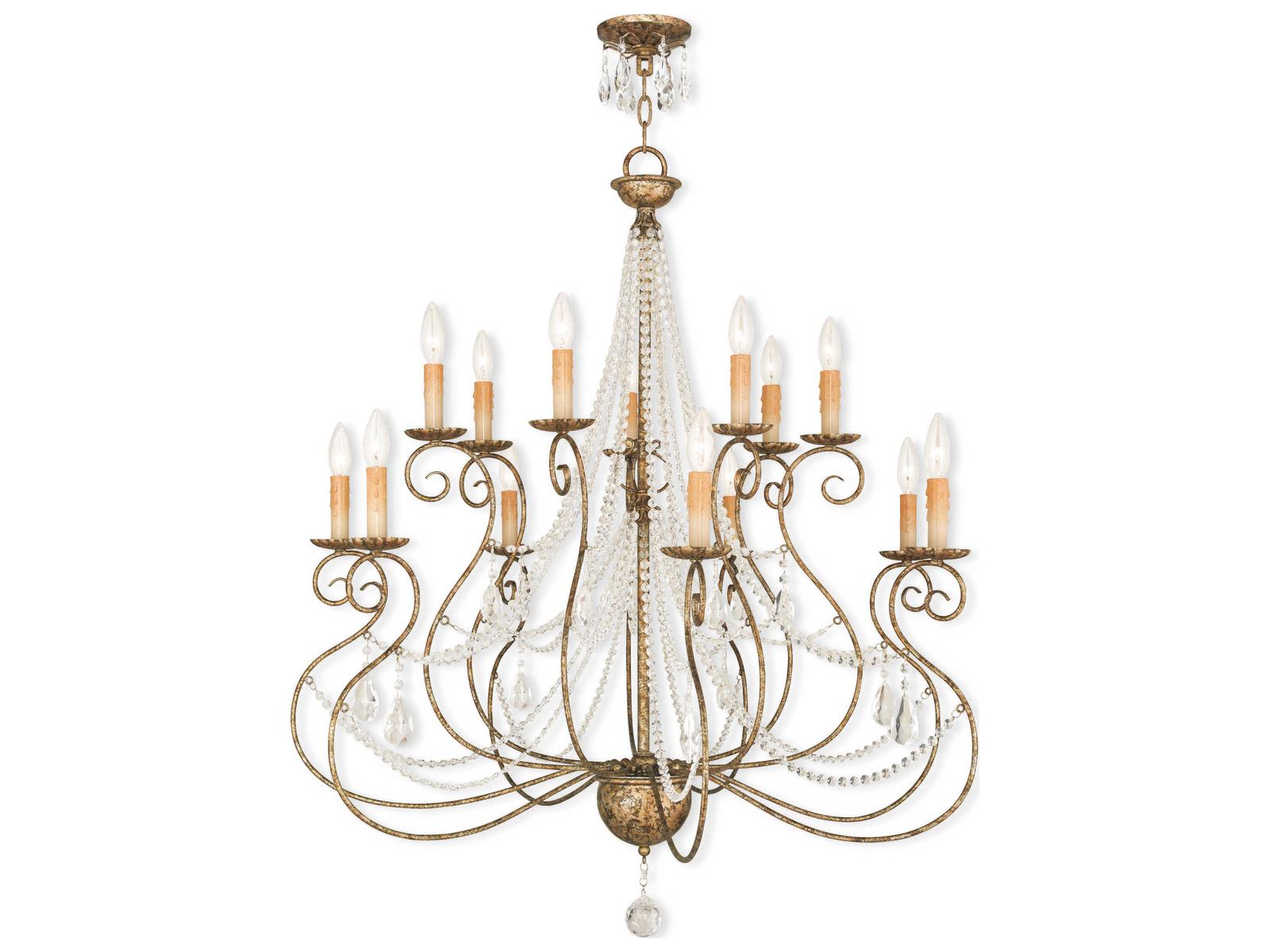 Livex Lighting Isabella 14-Light Hand Applied European Bronze Chandelier with Clear Crystals