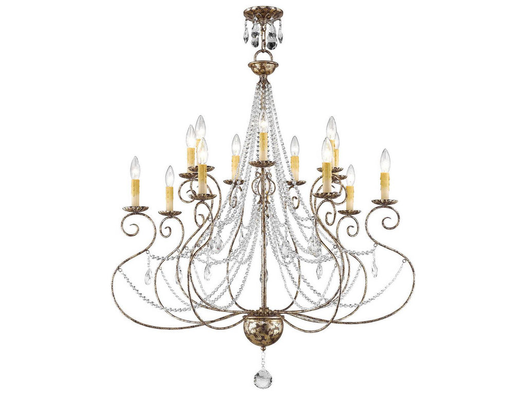 Livex Lighting Isabella 14-Light Hand Applied European Bronze Chandelier with Clear Crystals