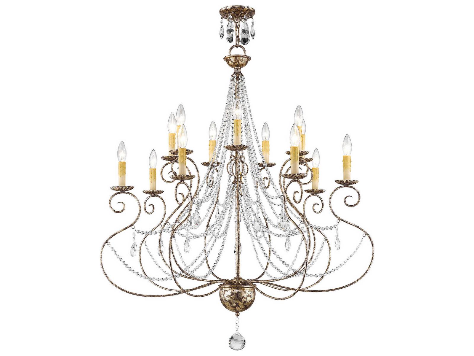 Livex Lighting Isabella 14-Light Hand Applied European Bronze Chandelier with Clear Crystals