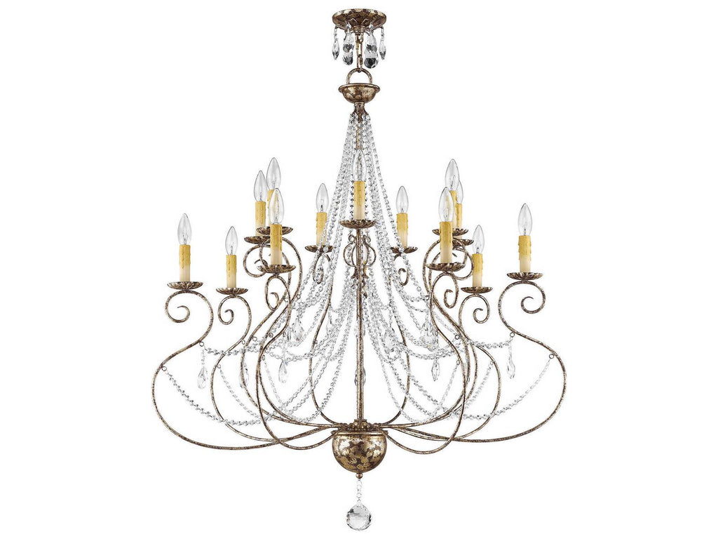 Livex Lighting Isabella 14-Light Hand Applied European Bronze Chandelier with Clear Crystals