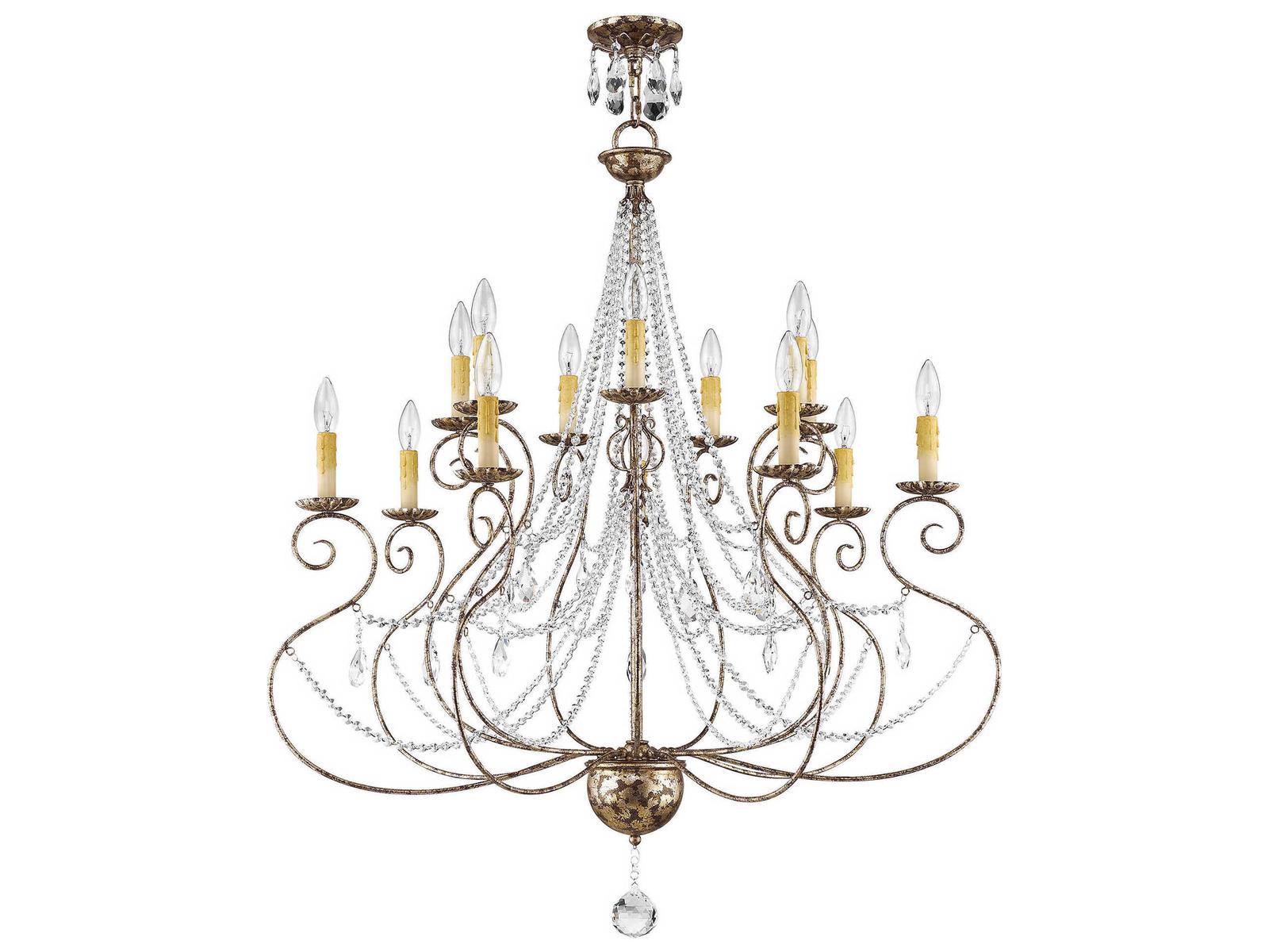 Livex Lighting Isabella 14-Light Hand Applied European Bronze Chandelier with Clear Crystals
