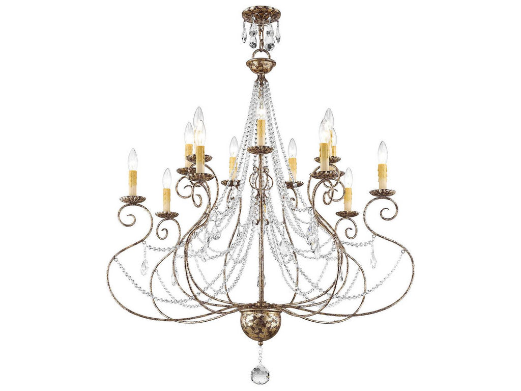 Livex Lighting Isabella 14-Light Hand Applied European Bronze Chandelier with Clear Crystals