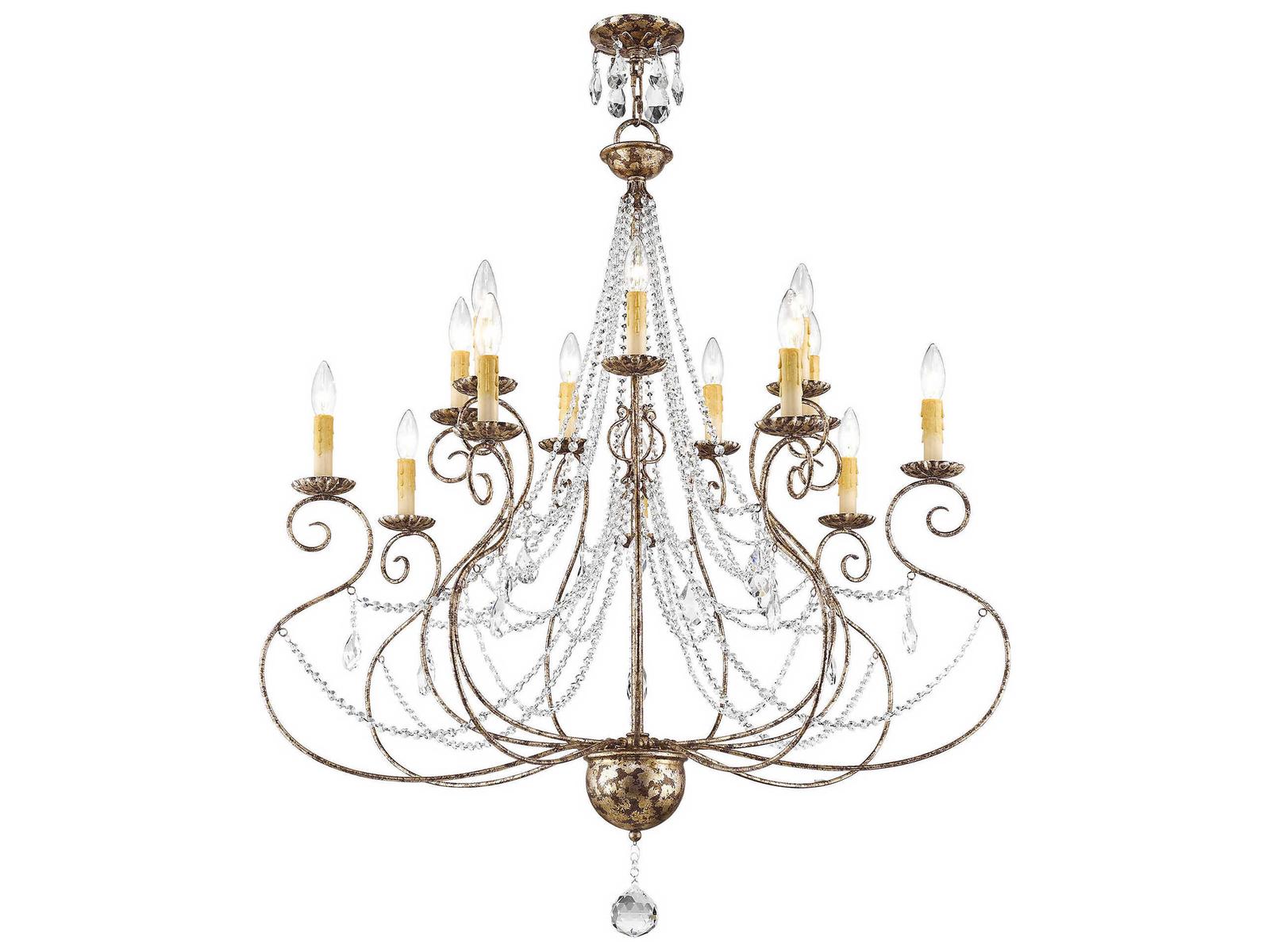 Livex Lighting Isabella 14-Light Hand Applied European Bronze Chandelier with Clear Crystals