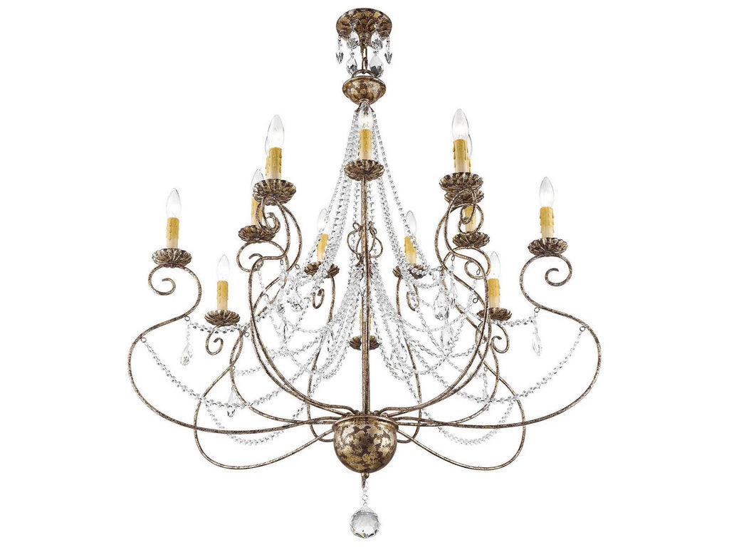 Livex Lighting Isabella 14-Light Hand Applied European Bronze Chandelier with Clear Crystals