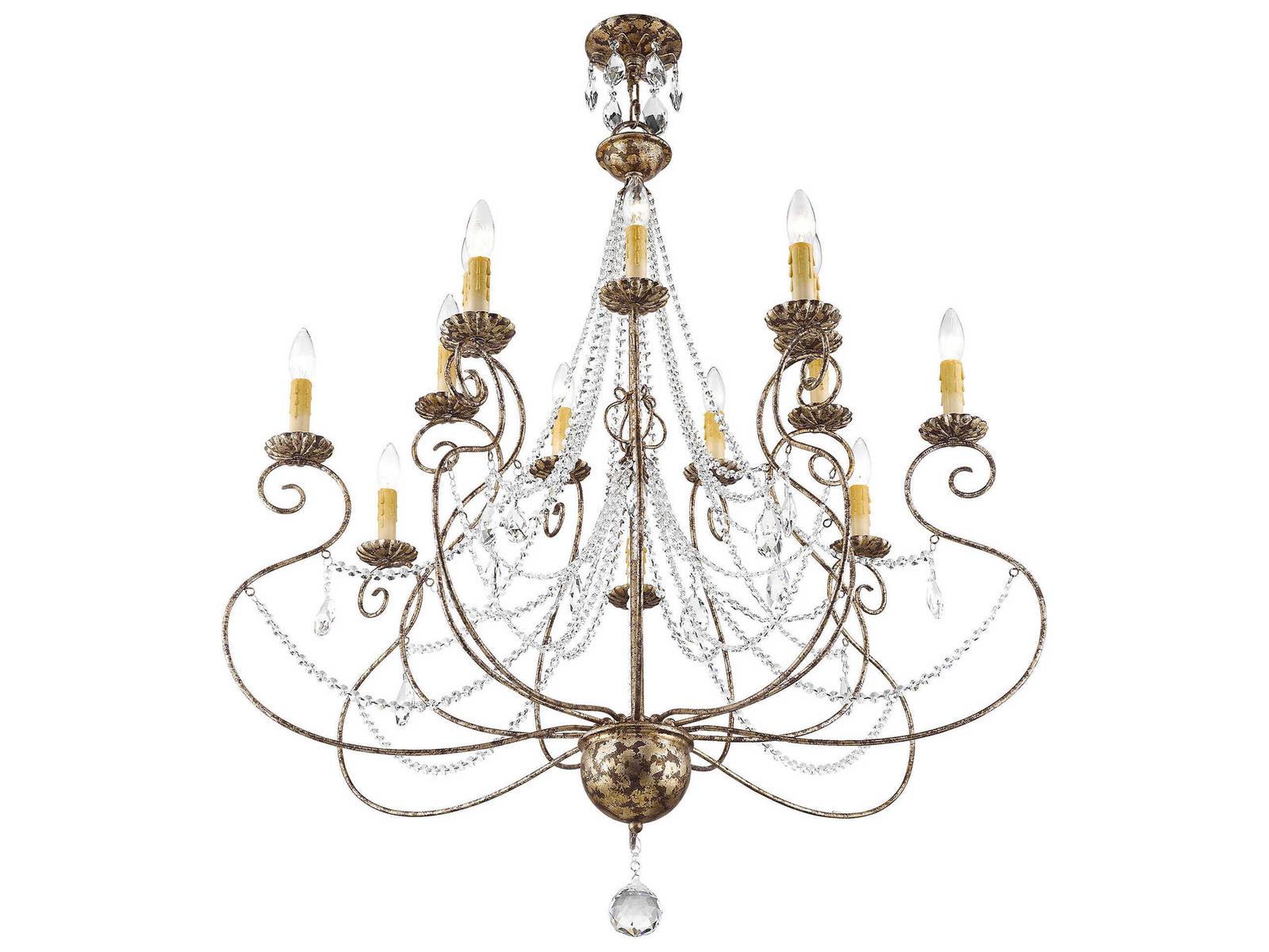 Livex Lighting Isabella 14-Light Hand Applied European Bronze Chandelier with Clear Crystals