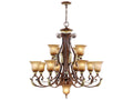 Livex Lighting Villa Verona 13-Light Chandelier in Verona Bronze with Aged Gold Leaf Accents