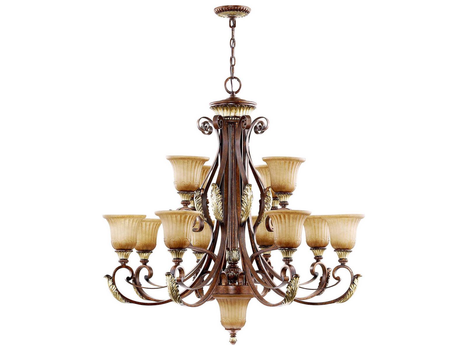 Livex Lighting Villa Verona 13-Light Chandelier in Verona Bronze with Aged Gold Leaf Accents