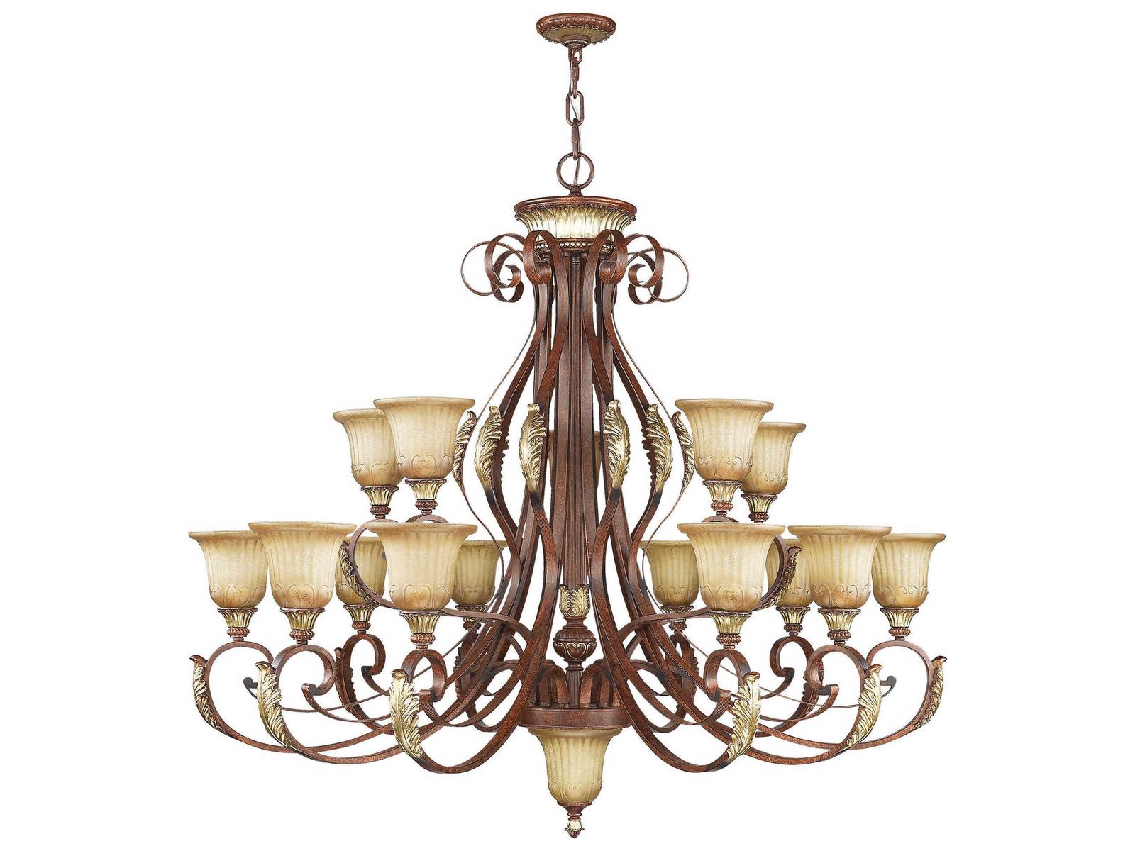 Livex Lighting Villa Verona 16-Light Tiered Chandelier in Verona Bronze with Aged Gold Leaf