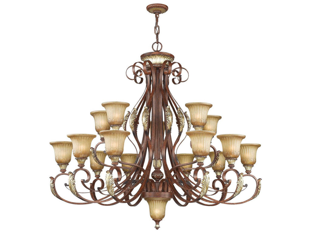 Livex Lighting Villa Verona 16-Light Tiered Chandelier in Verona Bronze with Aged Gold Leaf