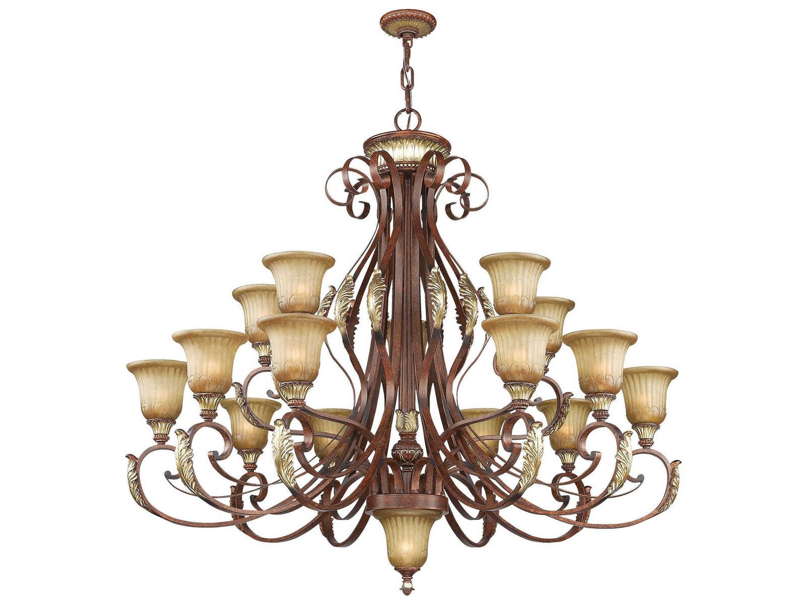 Livex Lighting Villa Verona 16-Light Tiered Chandelier in Verona Bronze with Aged Gold Leaf