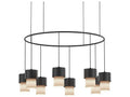 Luxcambra Kan 8-Light Modern Chandelier in Textured Black with Cotonet Shades