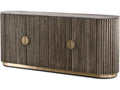 Koii 76-Inch Ash Wood Sideboard with Silver Grey Travertine Top