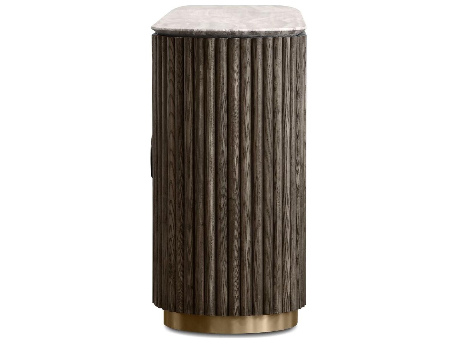 Koii 76-Inch Ash Wood Sideboard with Silver Grey Travertine Top