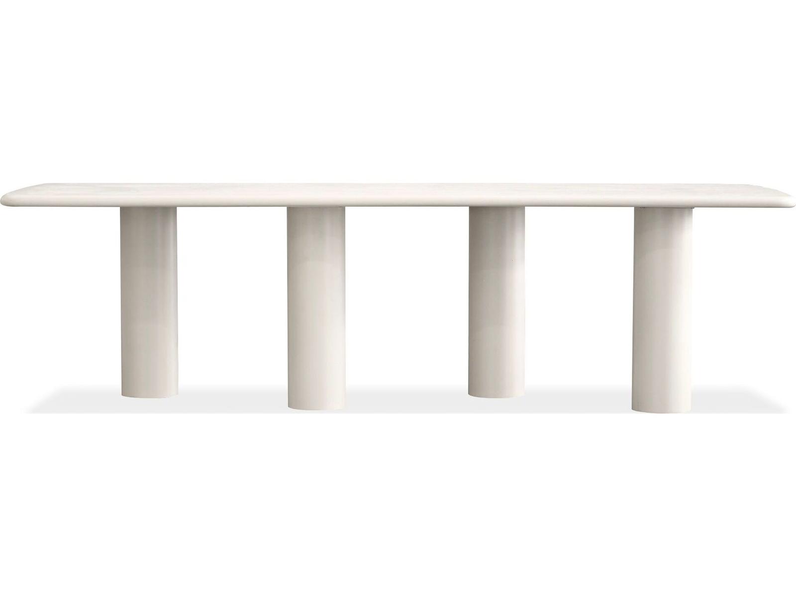 Elephant Rectangular Dining Table in Ivory Tusk Microskin